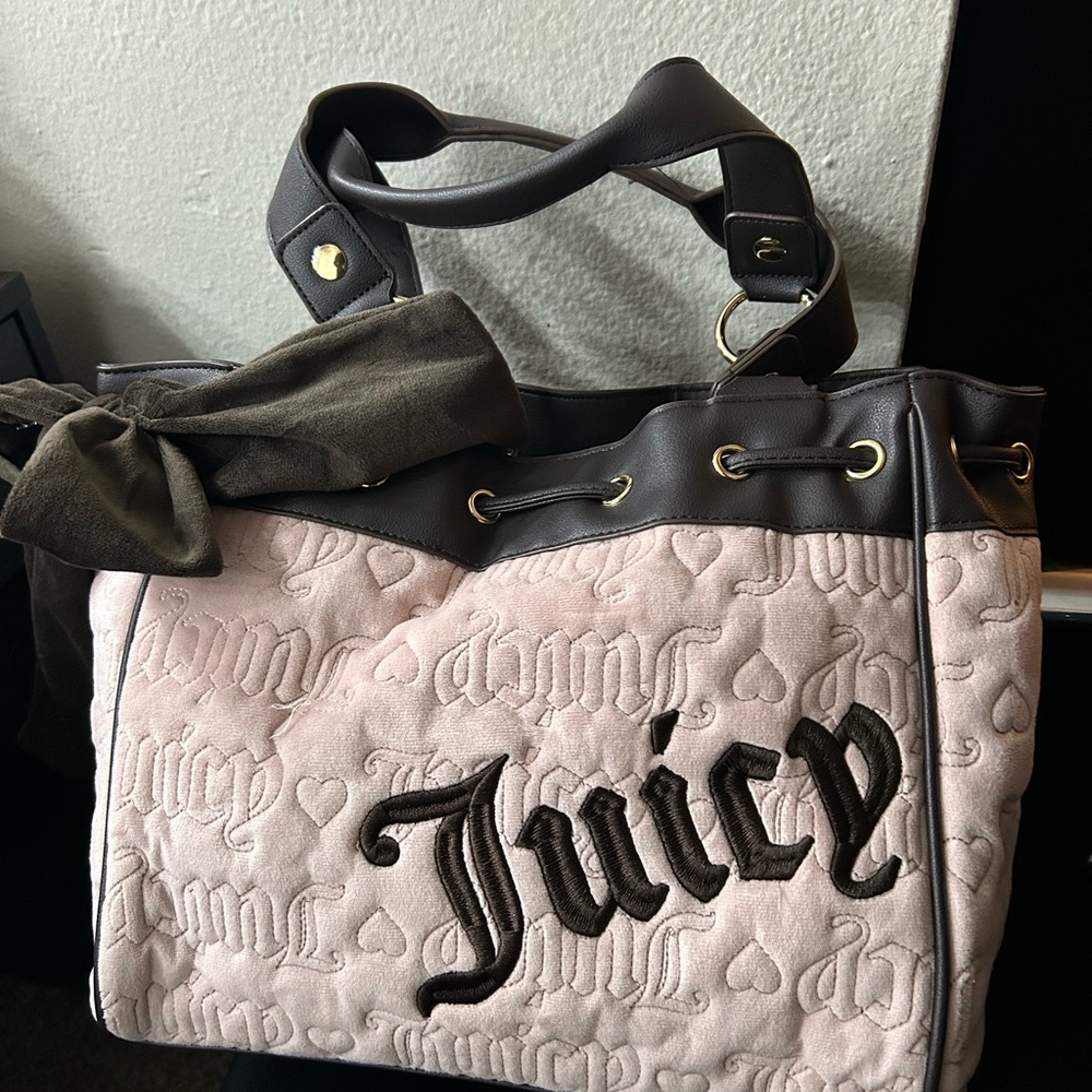 Juicy Couture Pink Brown Daydreamer Tote Bag Y2K